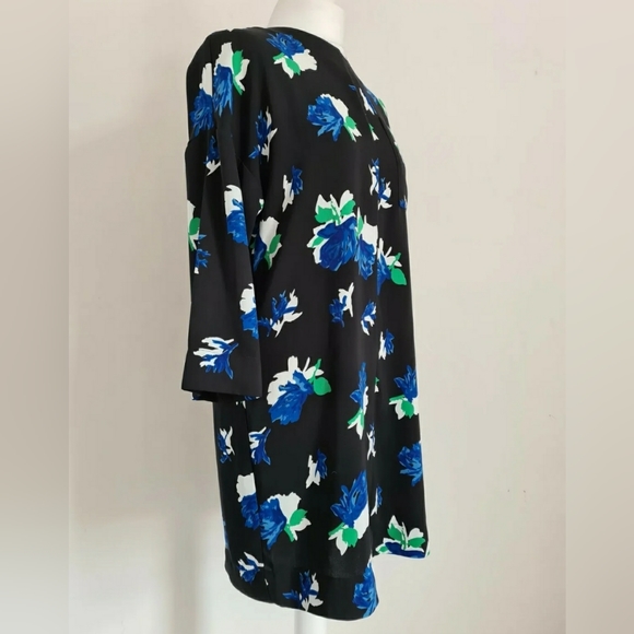 Warehouse black floral tunic dress size 10 3/4 sleeves patterned - Picture 5 of 7